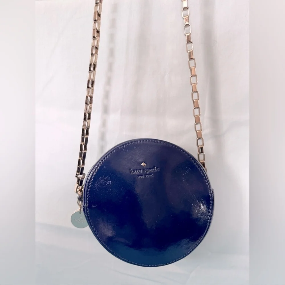 Kate Spade Get Out Of Town Blue Patent Round Crossbody Bag - Picture 7 of 7